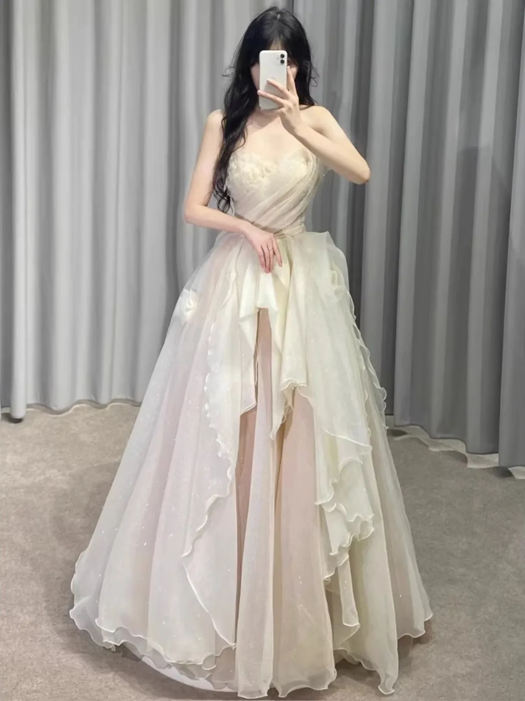 

2026 New Advanced Evening Gown Women Fairy Princess Host Birthday Adult Ceremony Full Skirt Korean Style Long Dress