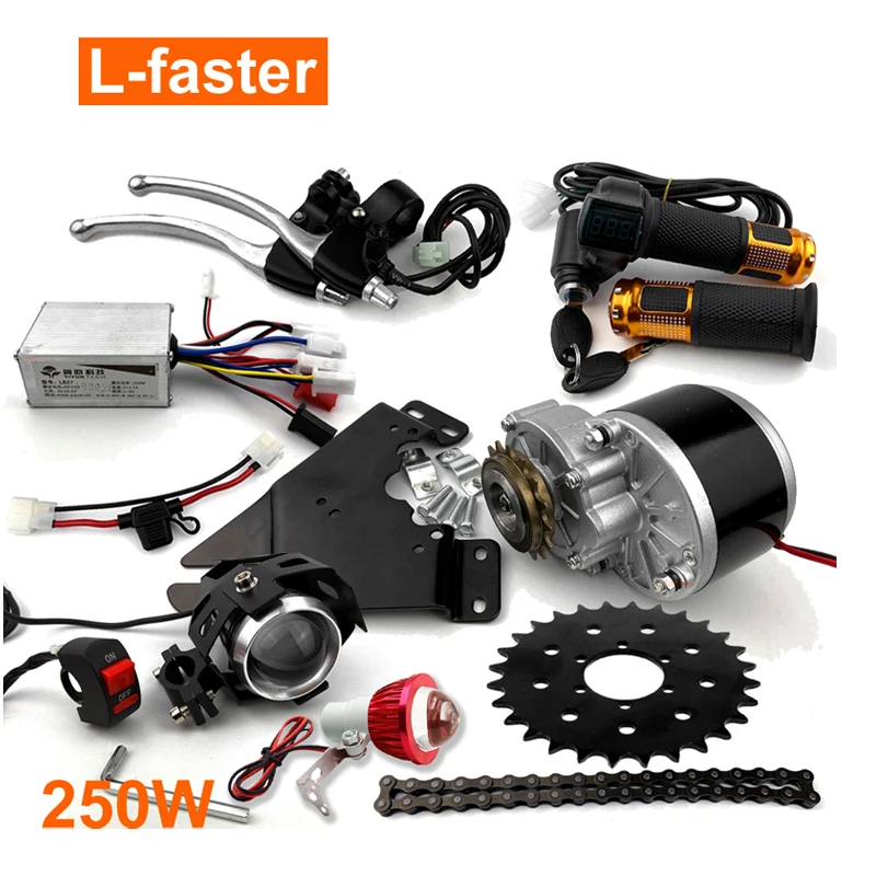 

L-Faster DIY Electric Mountain Bike Motor Kit 24-27.5 Inch 250W with Throttle Handle Brushed Motor Cycling Accessory