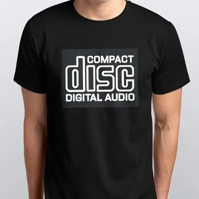 COMPACT DISC NEW T-SHIRT sizes S M L XL XXL colours Black, White Unisex