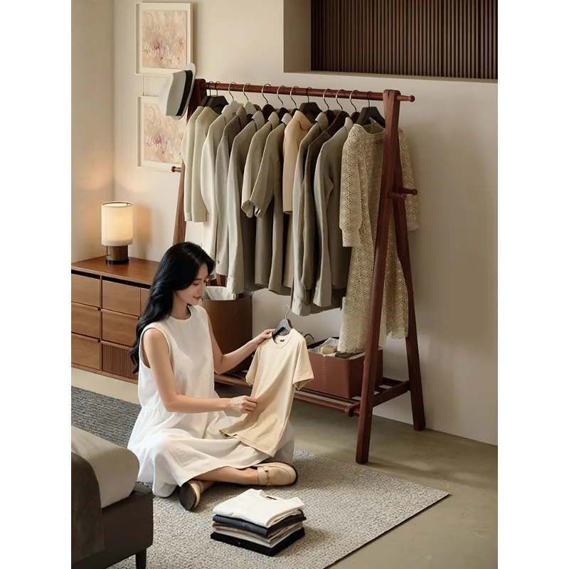 

Coat rack Floor-to-ceiling bedroom hanger Household living room Simple vertical hanging clothes rack Wooden drying rack