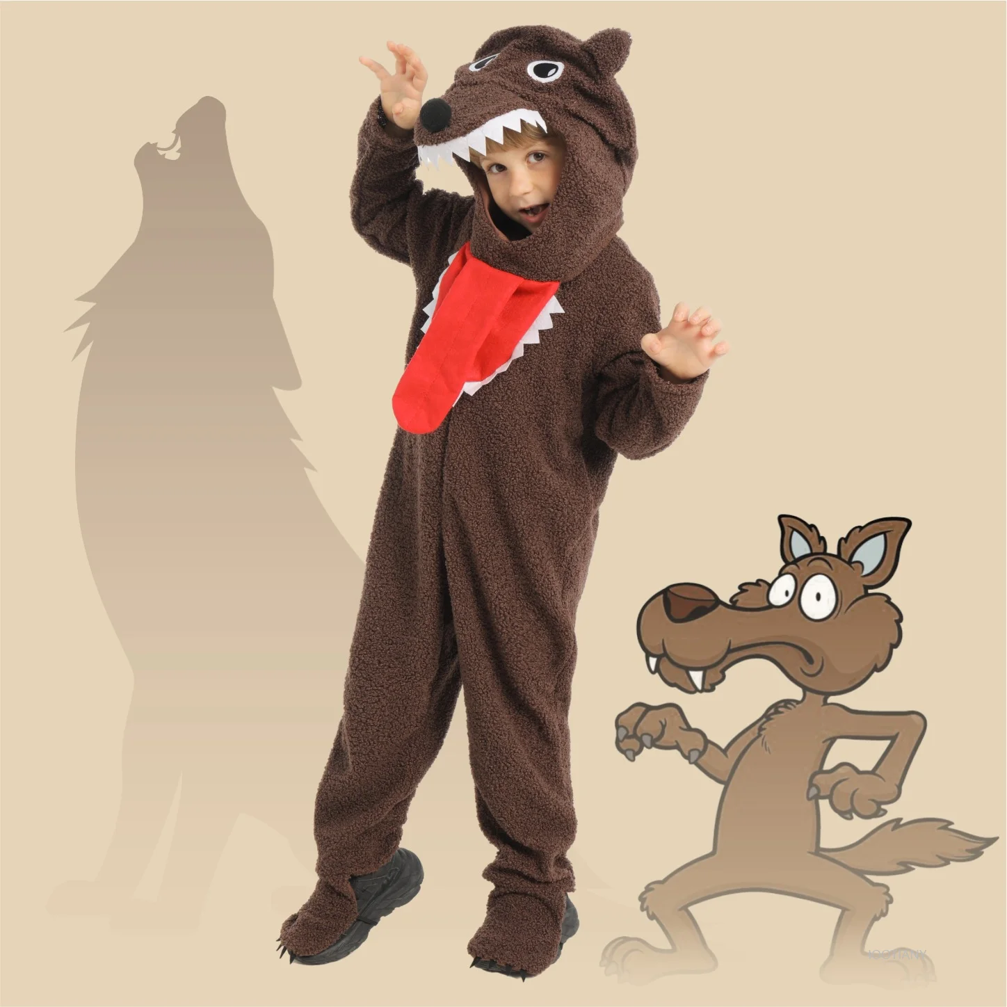 

Christmas Pyjamas Children's Wolf Costume Halloween Boys' Adorable Roleplay Brown Onesie Baby Animal Party Dress-up Jumpsuits