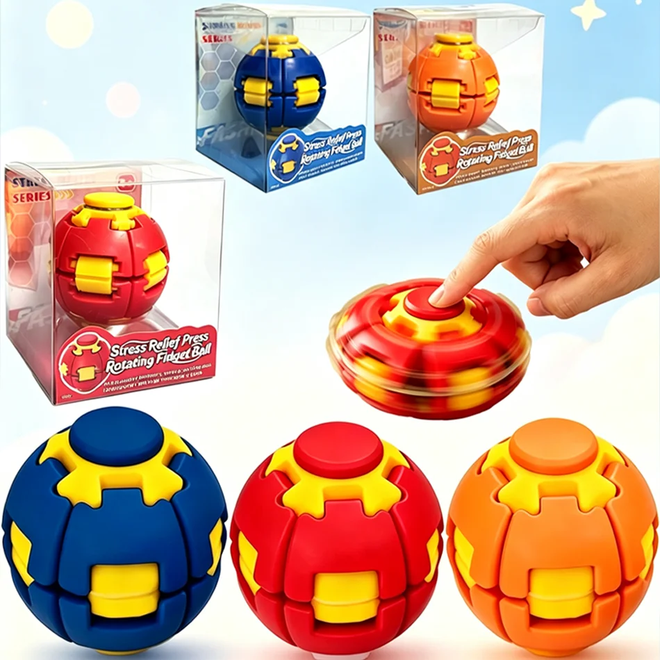 New 3D Pinching Relaxation Stress Relief Ball Pressing Rotating Dual Play Fingertip Gyroscope Portable Soothing Toys