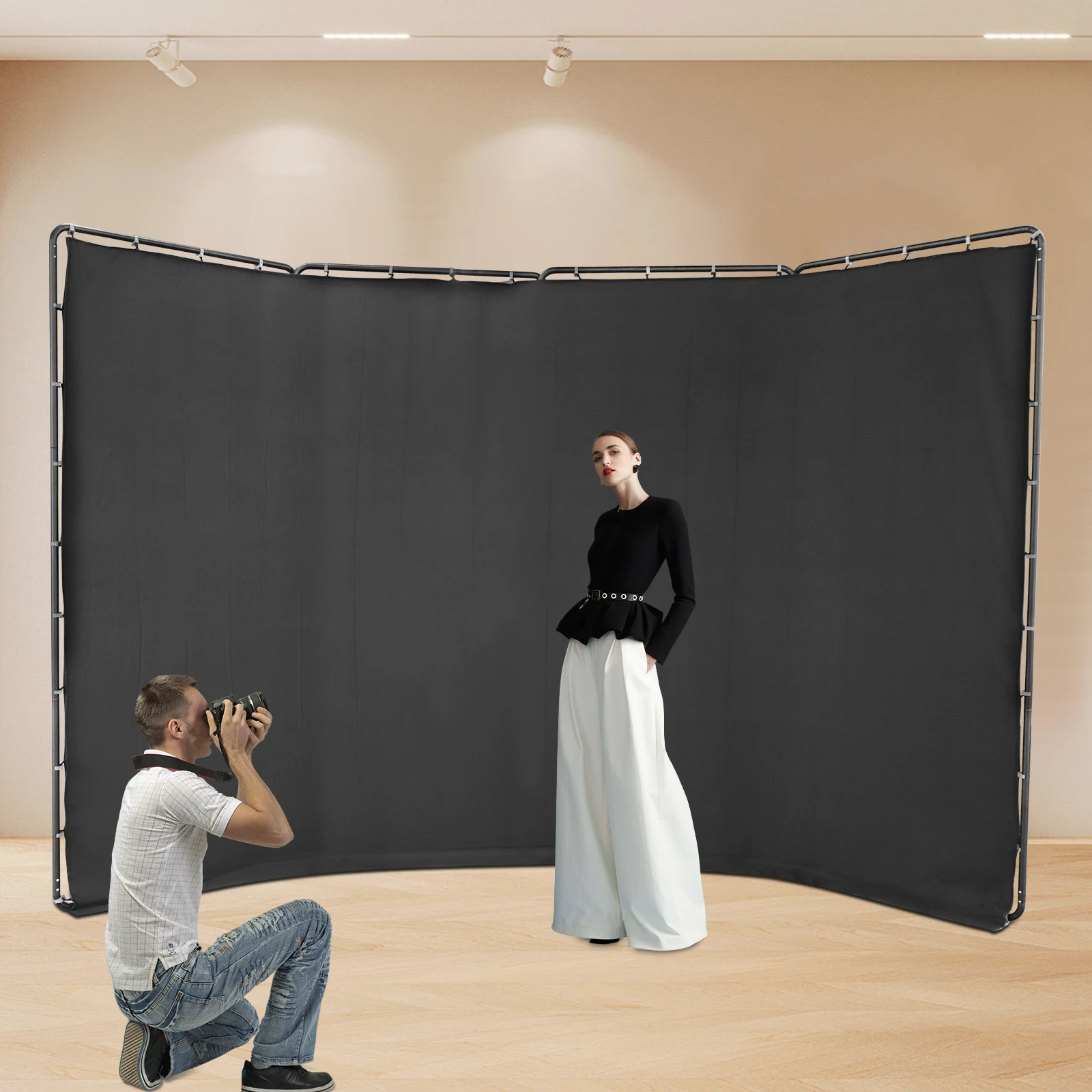 

Large Black Screen Backdrop with Stand 7.87ft x 13.12ft Adjustable Photography Background Support System for Photo Studio Video