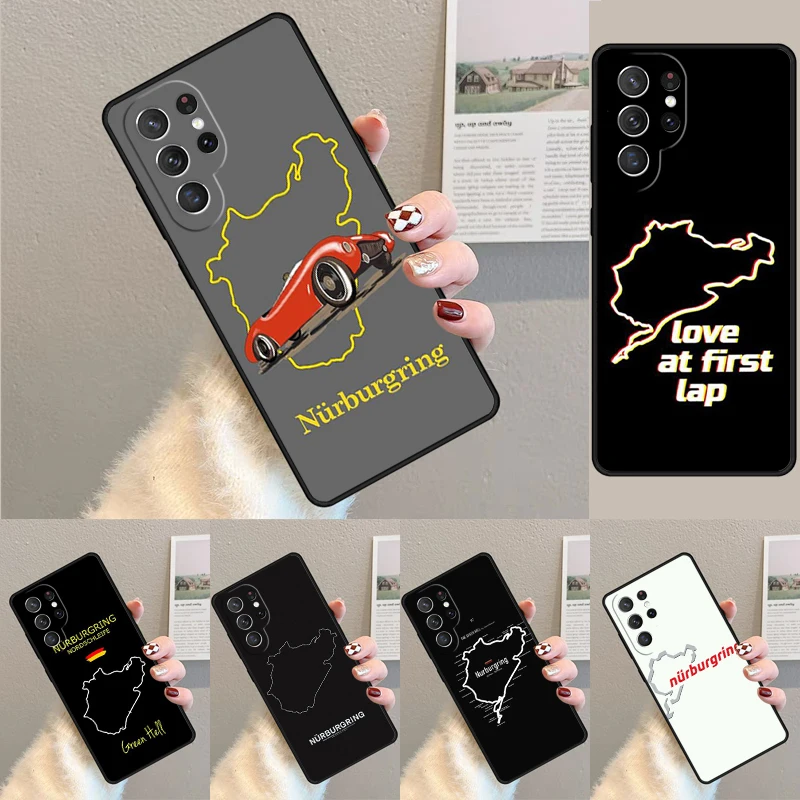 Samsung Galaxy S24 için kapak Ultra S21 S22 S8 S9 S10E not 10 20 artı FE S23 yarış Motor spor Nurburgring telefon kılıfı Coque