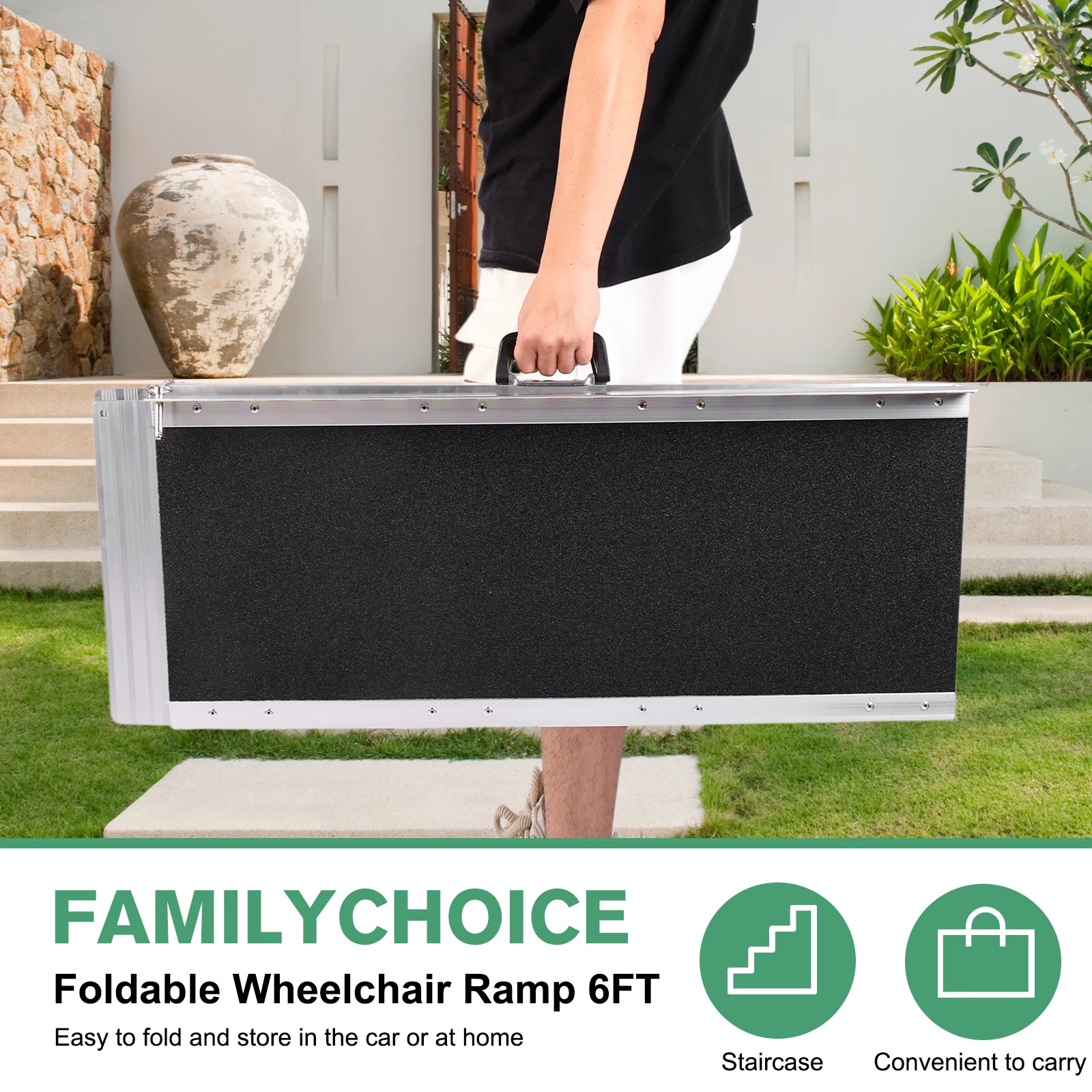 Portable Wheelchair Ramp Non-Slip Aluminum Folding Handicap Ramp Door Threshold Wheelchair Ramp for Home Steps Doorways