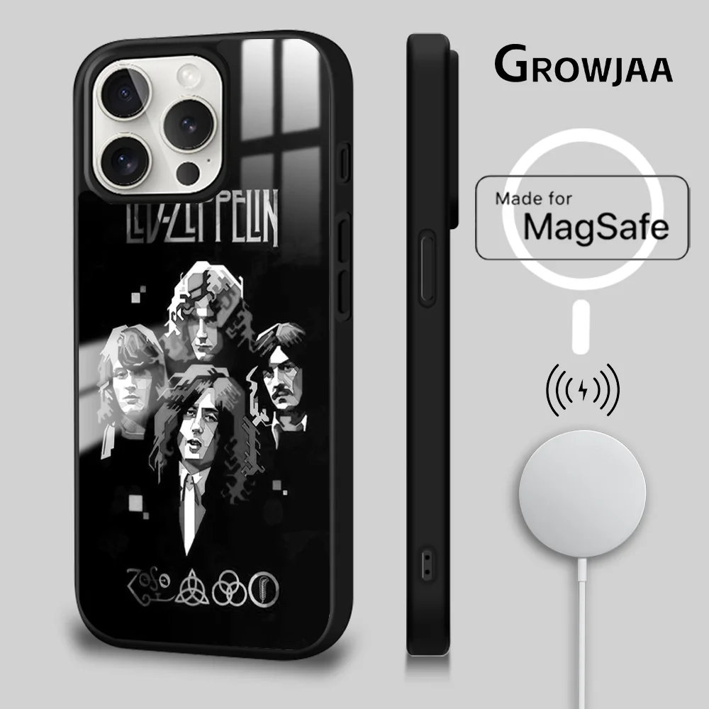 L-Led Band Z-Zeppelin Magasafe Phone Case For iPhone 15 14 13 12 11 Pro Max Plus Mini Shockproof Mirror Wireless Magnetic Cover