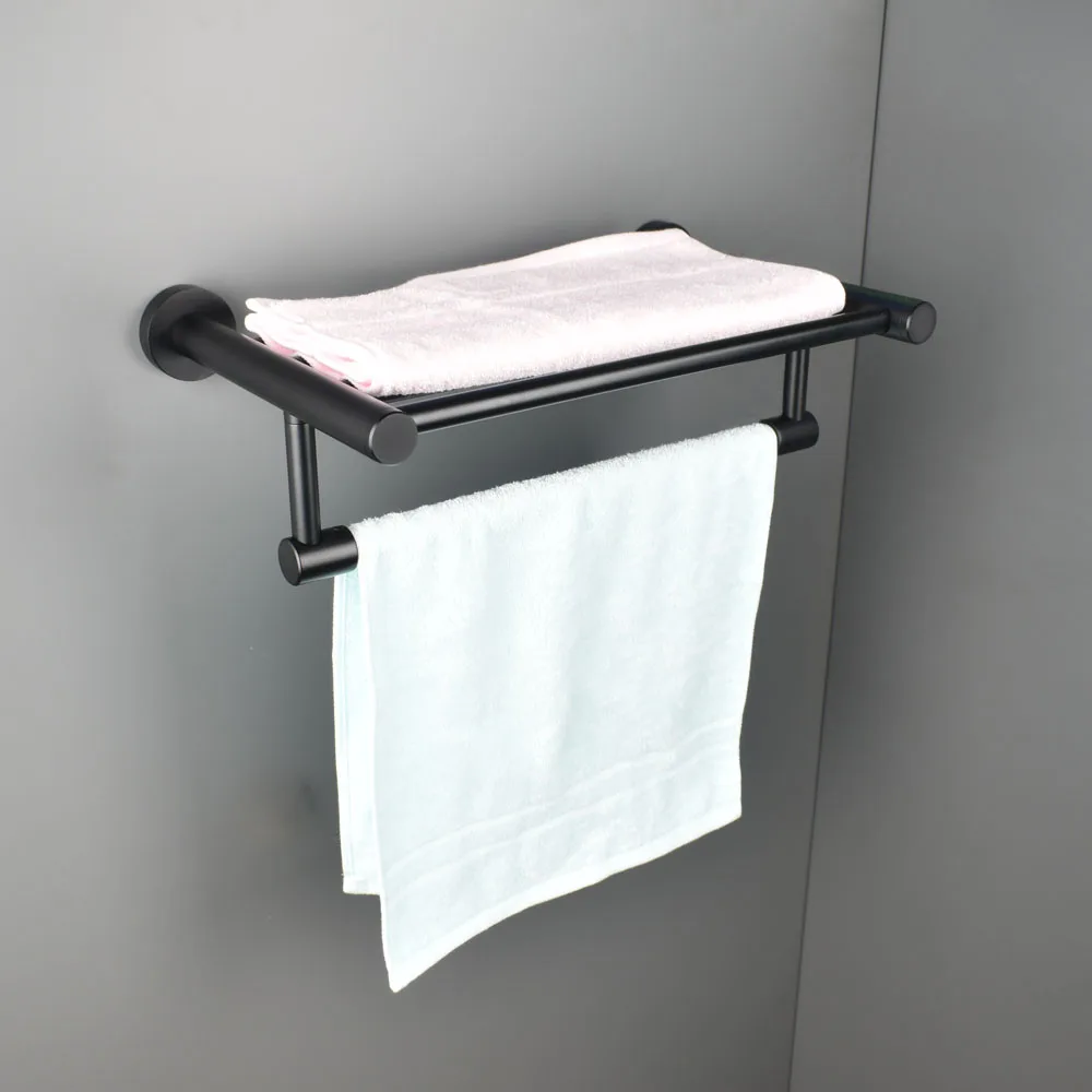 Aluminum Towel Shelf Black Shower Holder Wall Mounted Bathroom Accessories Shower Towel Rack Anodize Towel Hanger