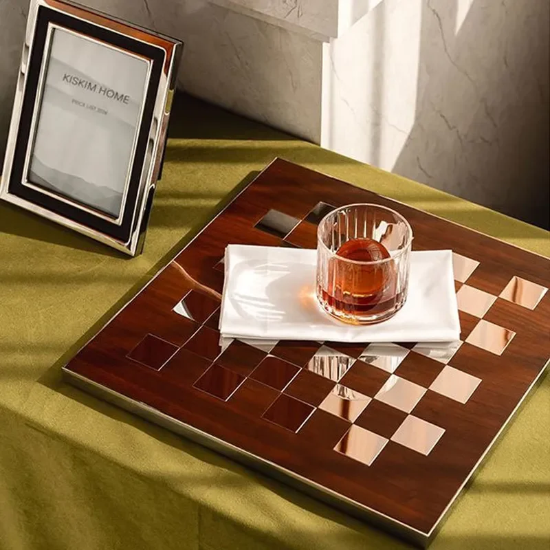 Nordic Style Luxury Chess Tray for Home Hotel Decor High End Storage Plate for Afternoon Tea Kettle Model Room Ornament