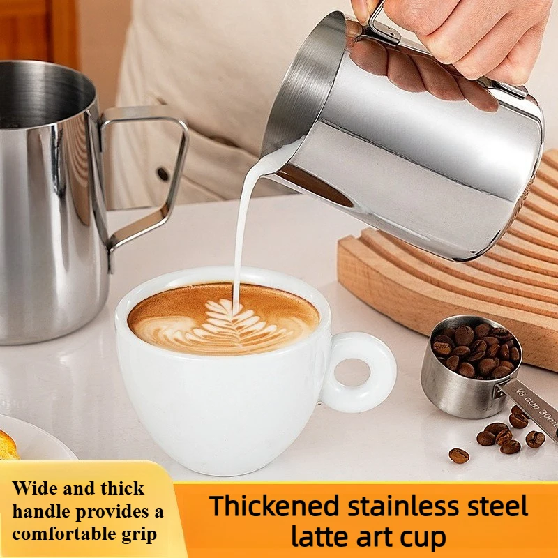 Jarra Profesional de Acero Inoxidable para Espumar Leche con Boquilla para Latte Art, Diseño Reforzado