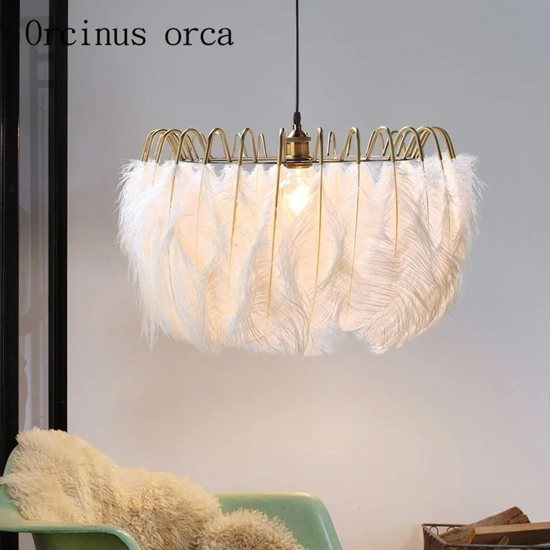 

Nordic modern simple art feather pendant lamp living room bedroom originality personality warmth children's room Chandelier