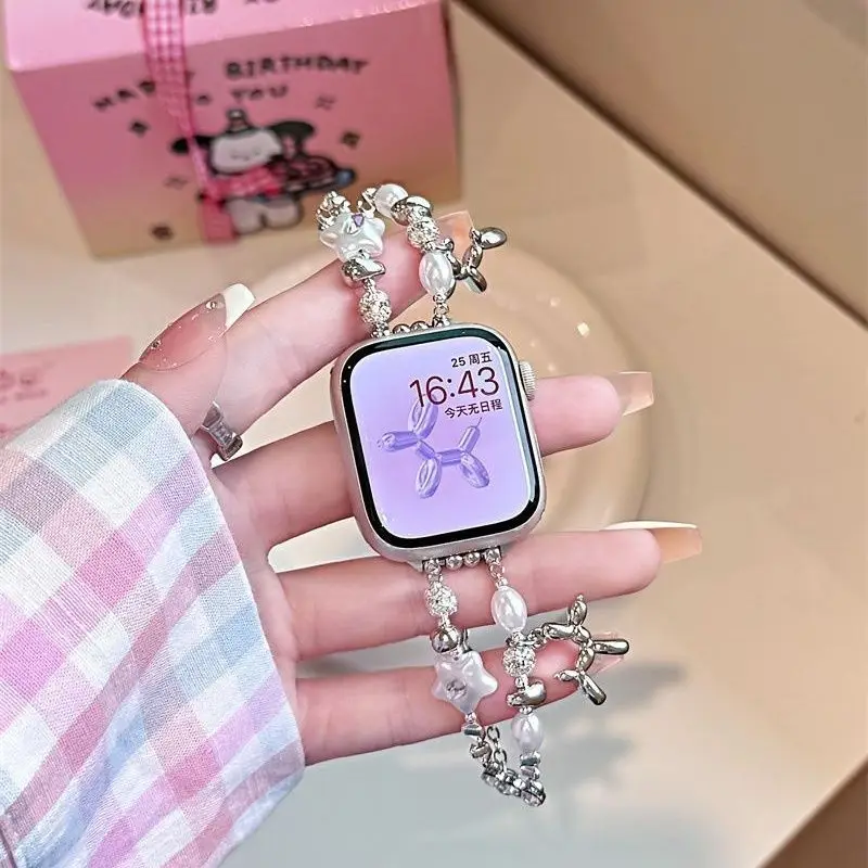 

Compatible with iWatch strap 38mm 40mm 41mm 42mm 44mm 45mm 49mm Balloon Dog Pearl Fashion Strap