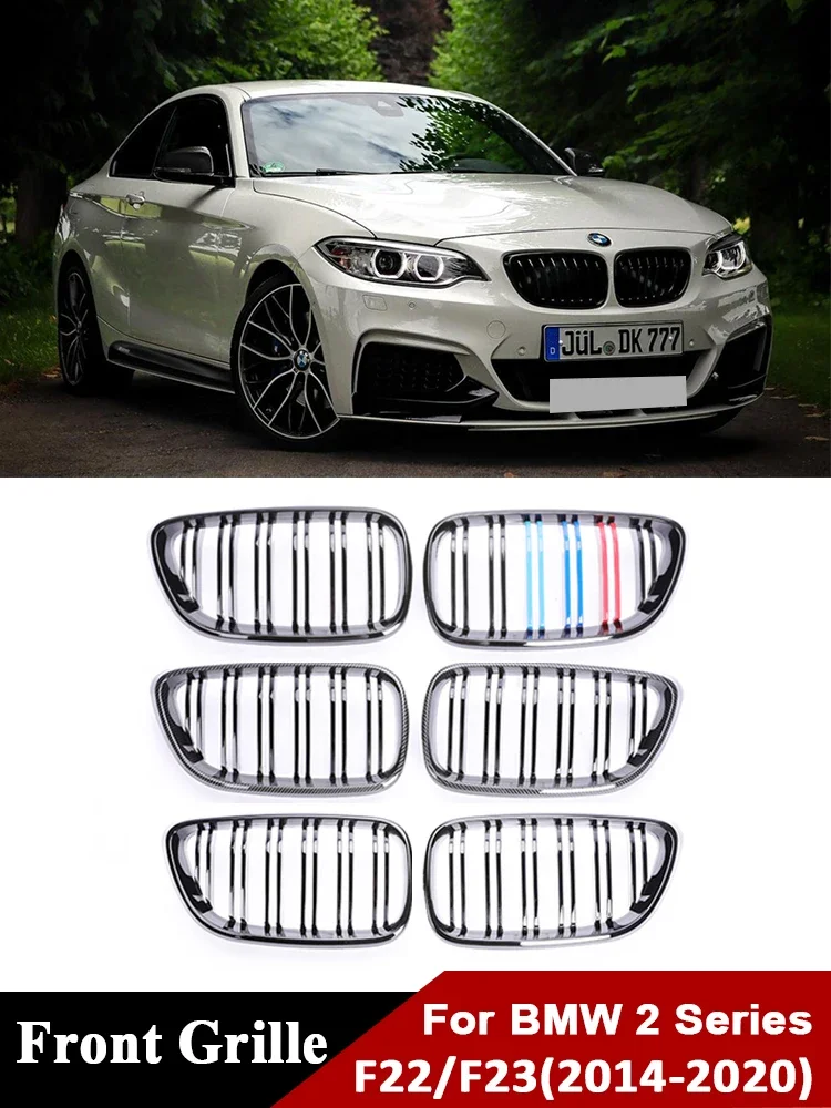

For BMW 2 Series F22 F23 2014-2020 Front Bumper Kidney Carbon Fiber Grill Cover Racing M Color Grille 225i 218i 220 Accessories