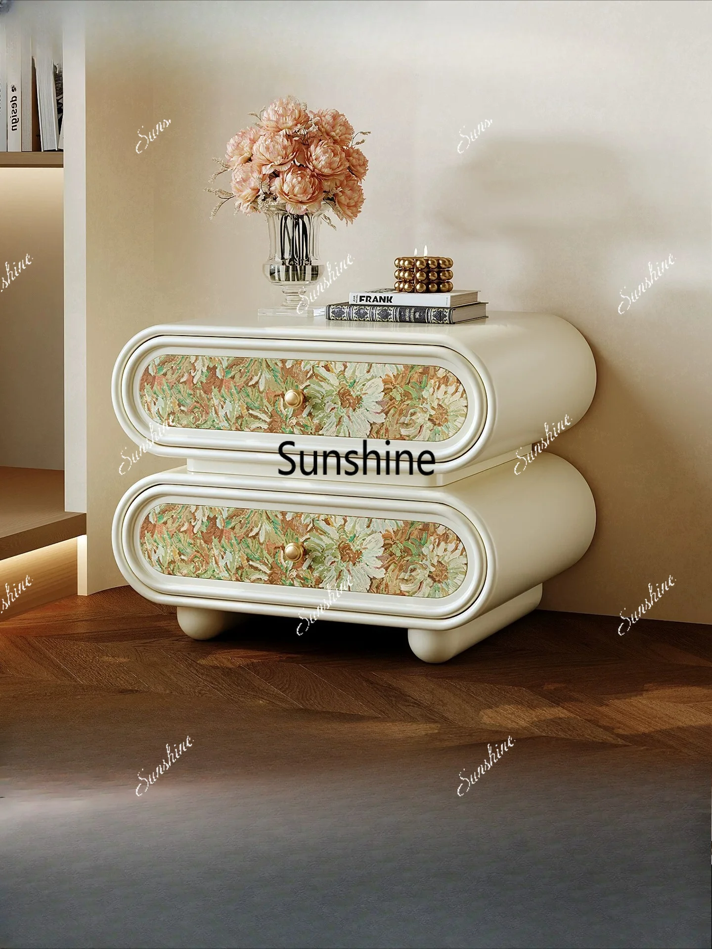 Light luxury high-end cream style simple small apartment bedroom bedside cabinet