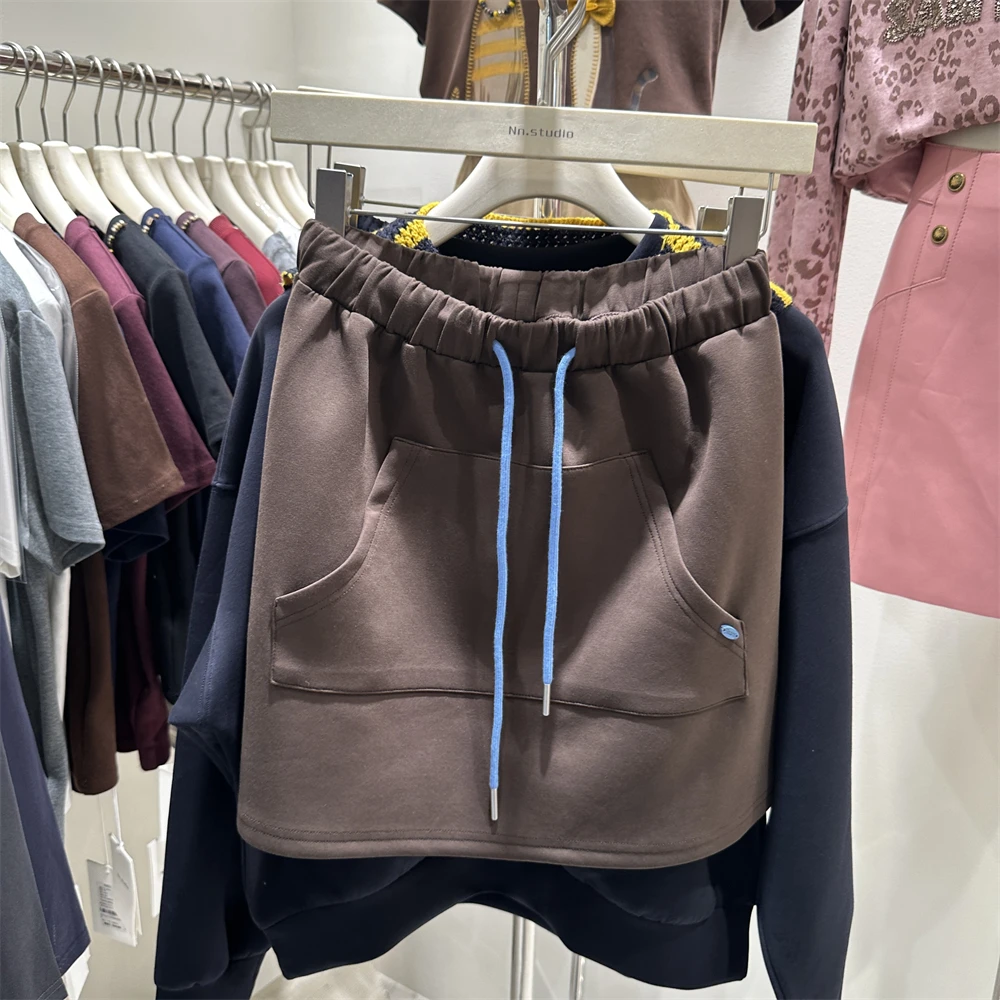 Oversized Casual Sweatshirts Skirt Suit Women Autumn Winter New Fashionable Versatile Heavy Embroidery Letter Loose 2-Piece Set