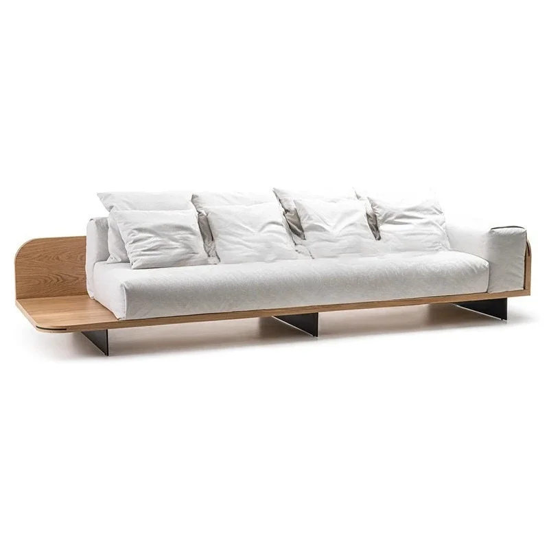 Log style Japanese solid wood, sofa antique style homestay technology, simple fabric villa, removable and washable fabric sofa