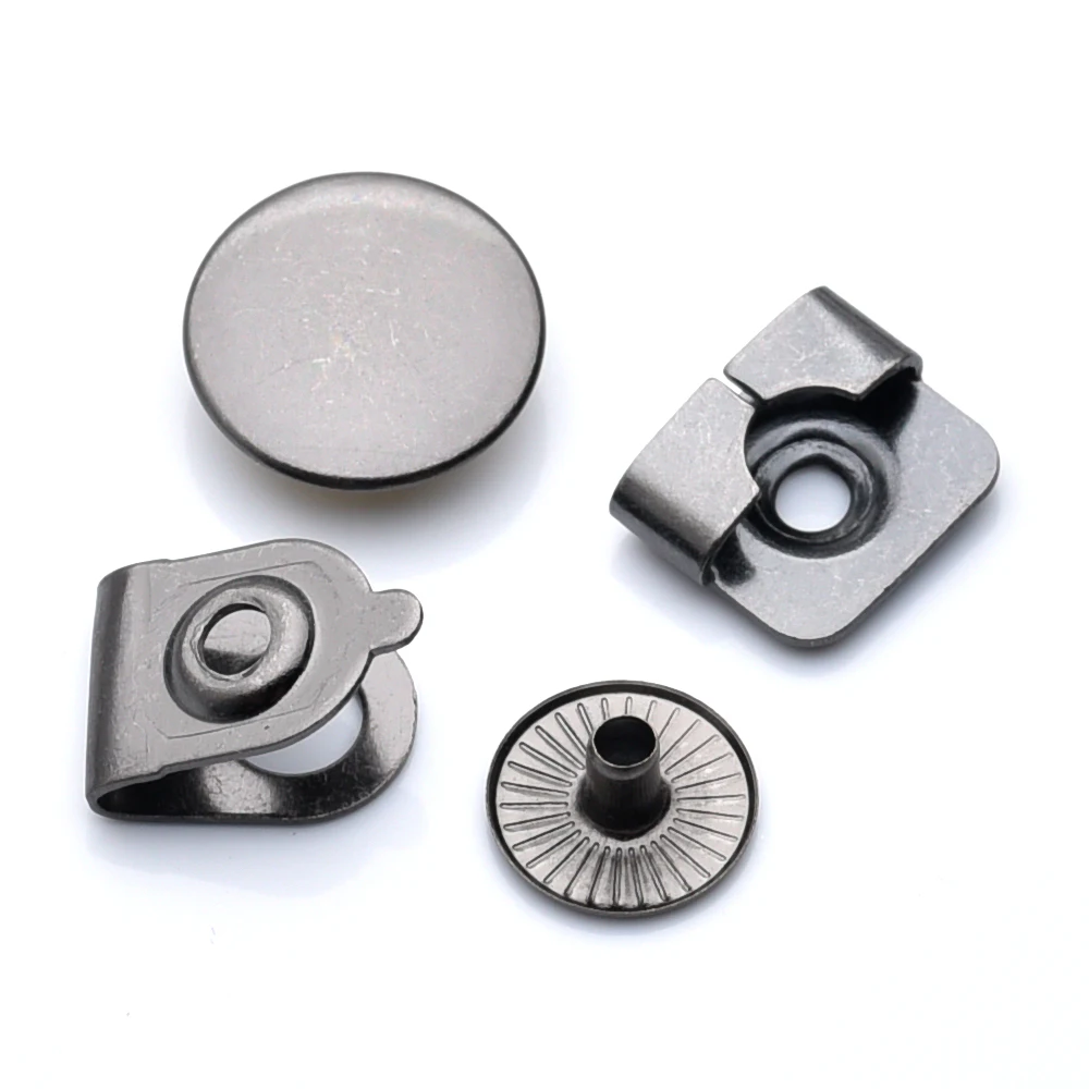 100 مجموعات/وحدة 4-Part معدن النحاس السراويل السراويل التنانير السنانير 15 مللي متر قبعة النساء/الرجال الفضة النيكل ، الأسود ، البرونزية السفينة حرة HE-030