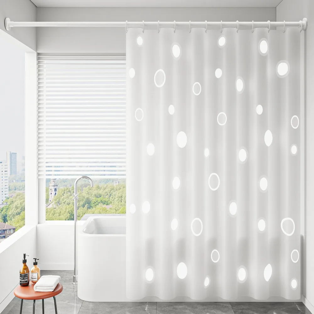 Durable EVA Waterproof Shower Curtain Mold-proof Translucent Bath Curtain No Drilling Thick Privacy Curtain Bathtub
