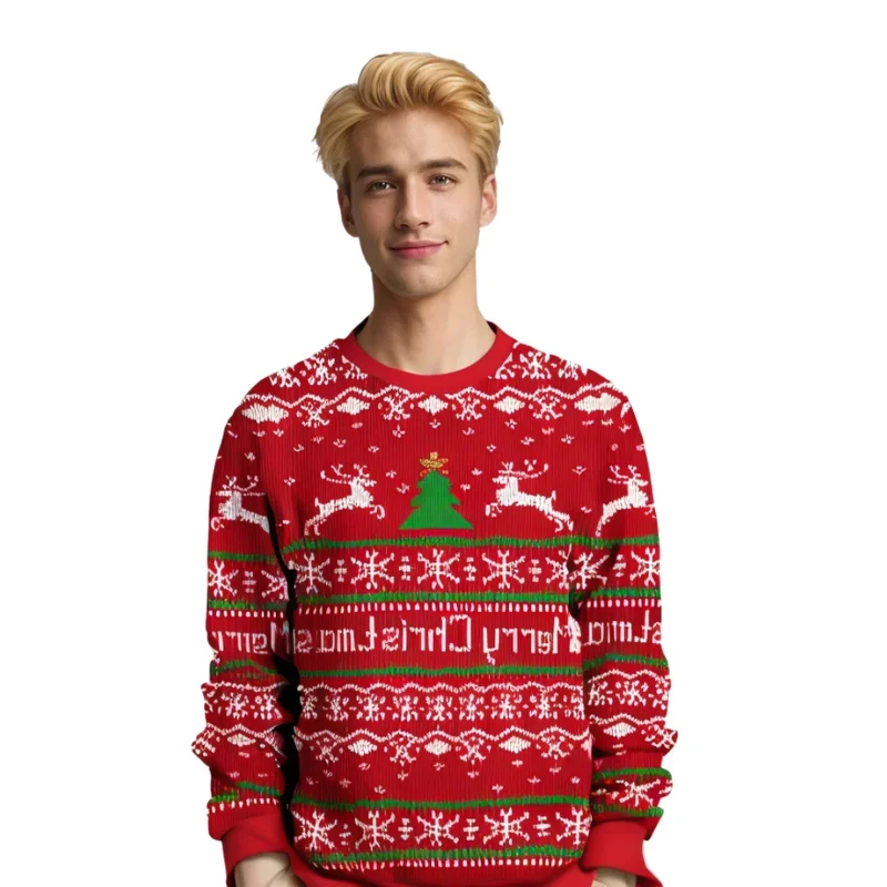 SN55Fall الشتاء للجنسين حجم كبير 3XL عيد الميلاد القبيح مطبوعة البلوز مضحك عادية عطلة حفلة عيد الميلاد البلوز للنساء $@1w