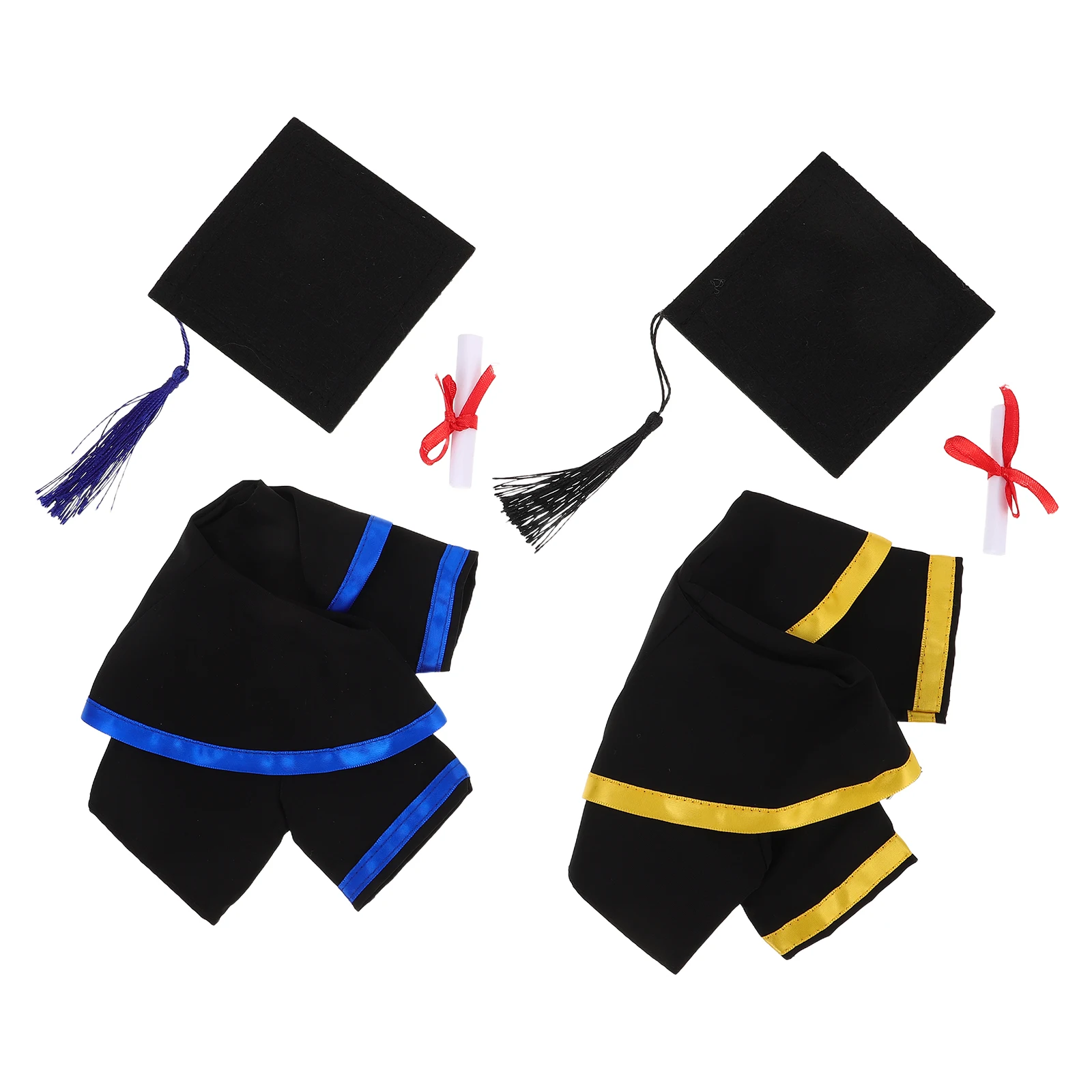 

2 Sets Graduation Bear Outfit Delicate Cap Collars Hat Dress up Supply Costumes