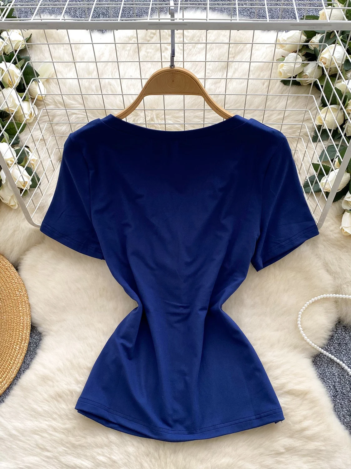 

Женская летняя футболка в стиле ретро American Spicy Girl Pure Desire Faion с буквенным принтом, круглый топ Ne Slim ort Sve