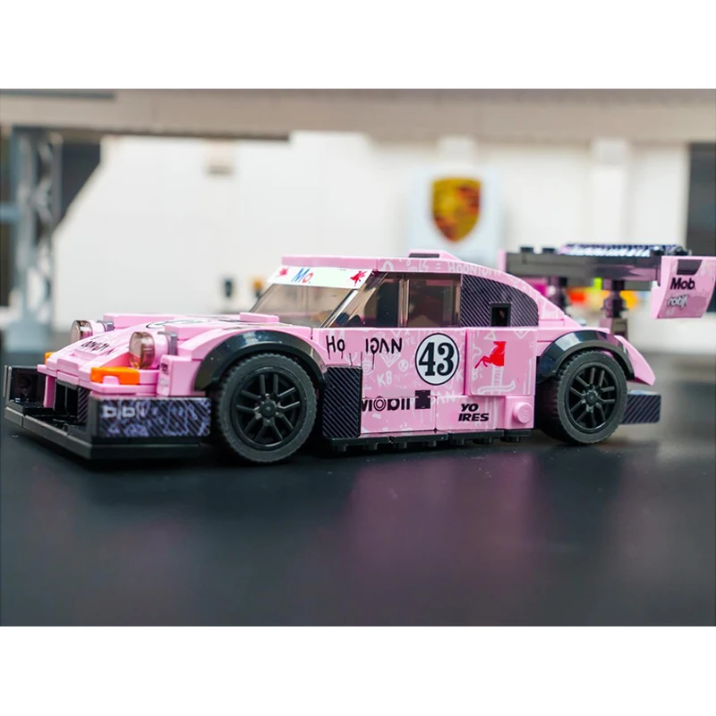 City Car Speed Racing Model MOC Building Bricks Pink Sportscar 91 Modular Technology Gifts Holiday Assemble Children Toys Suit