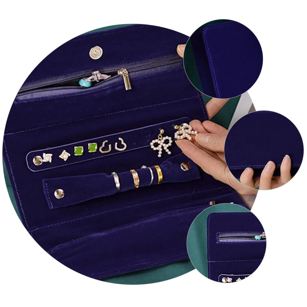

Suede Fabric Jewelry Storage Box Compact Travel Roll for Necklace Ring Earrings Organizer Pouch Jewelry Packing Bag