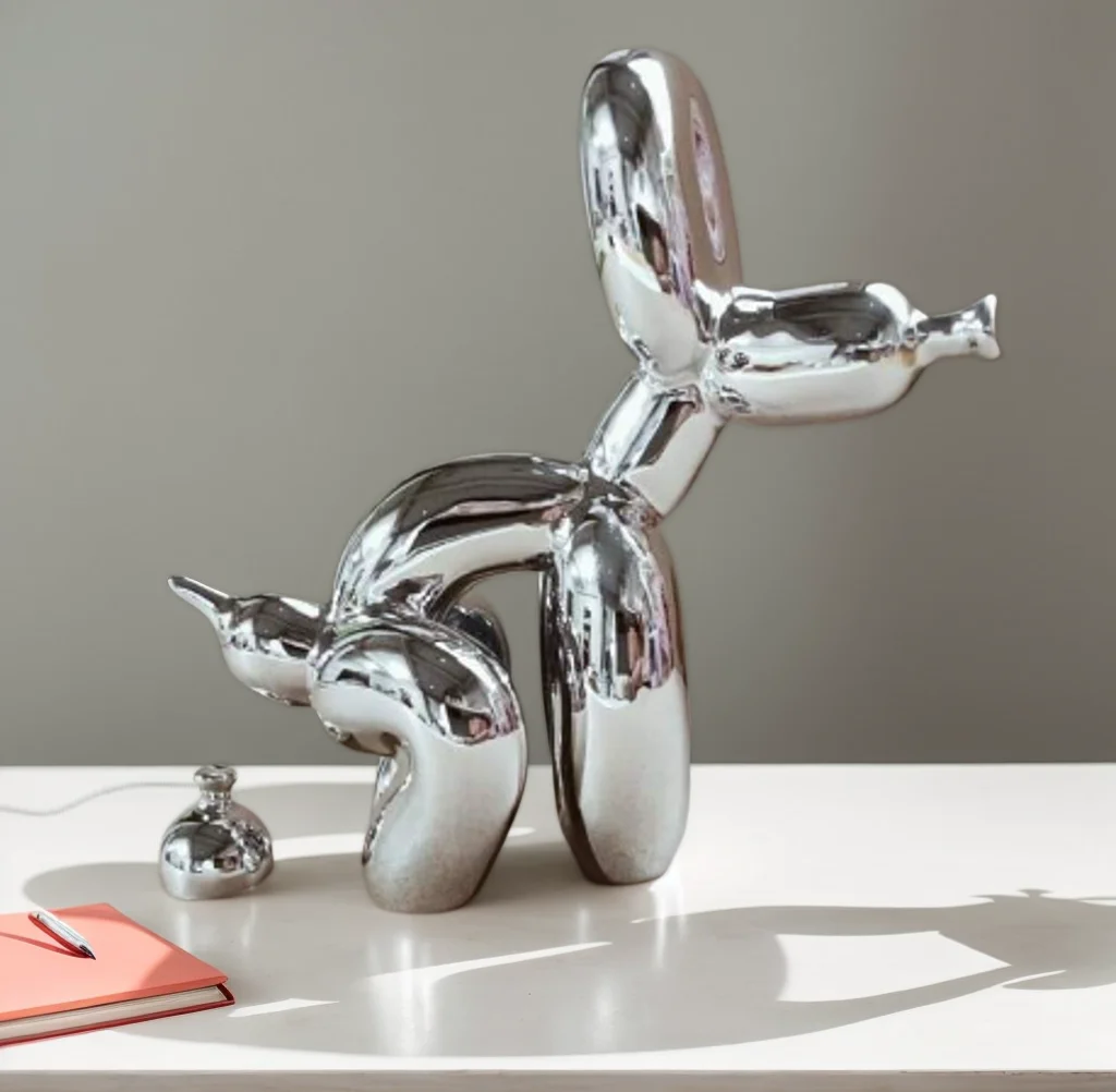 

Poop Dog Balloon Statue Shiny Gold Creative Dog Abstract Ceramic Ornament Sculpture Figurine Statue Home Office Decor