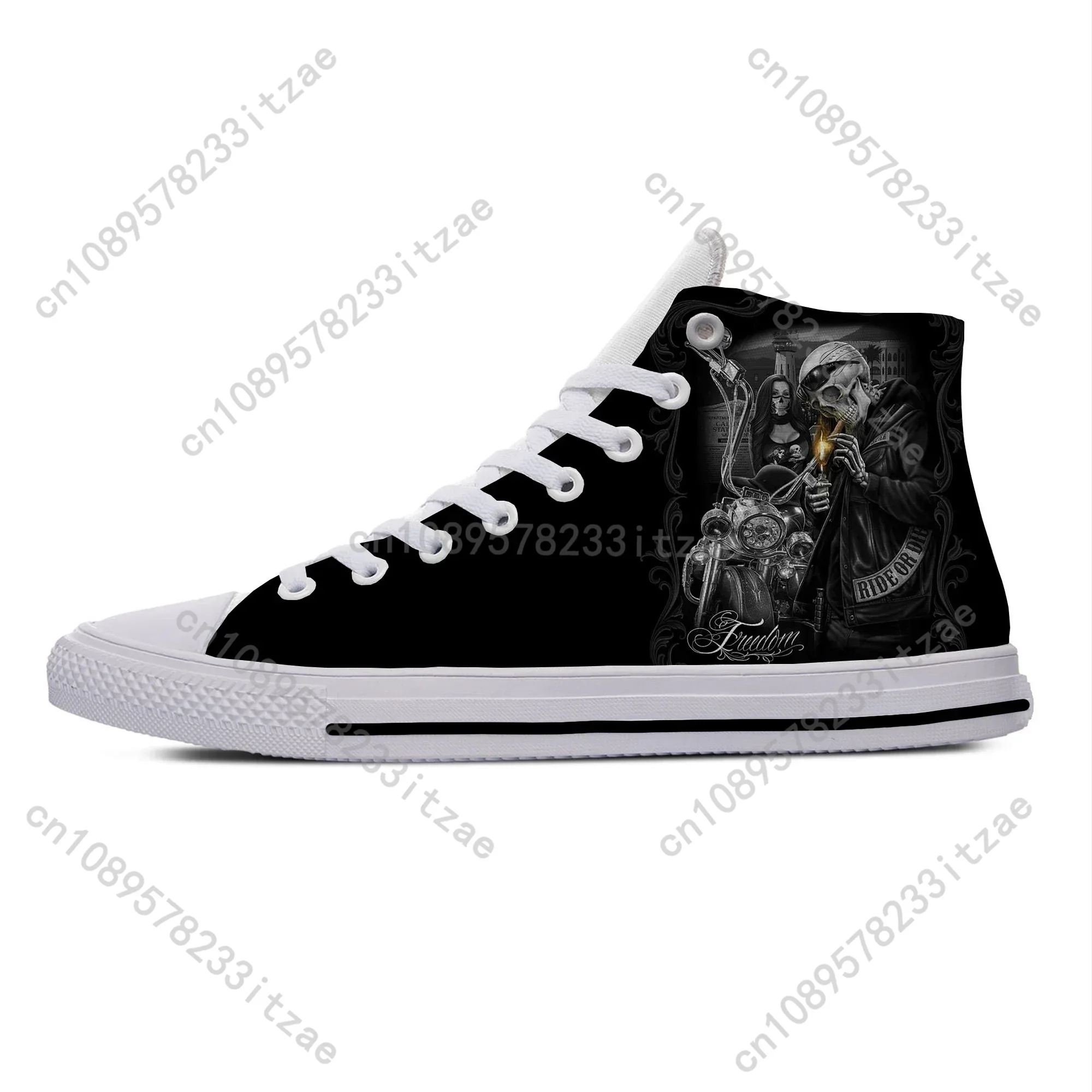 Hot Summer Motorcycle Skull Punk Funny Cool Fashion Popular Casual Cloth Shoes Men Women Latest Sneakers High Top Board Shoes