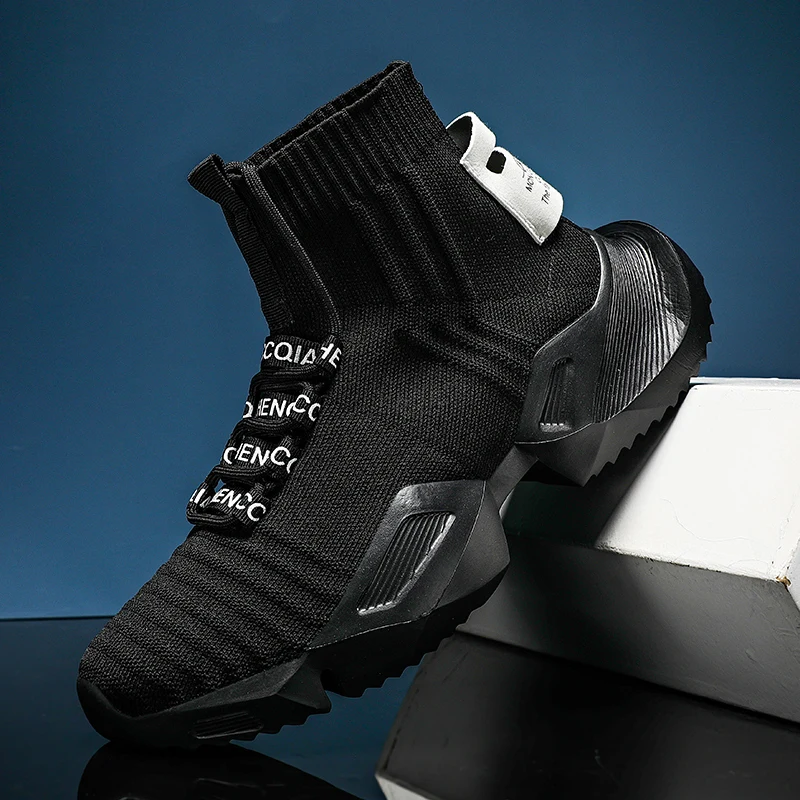 MAEDEF 2024 Men High Top Sneakers Soft Comfortable Casual Shoes Breathable Anti-slip Men's Sneakers Lace Up Outdoor Walking Shoe
