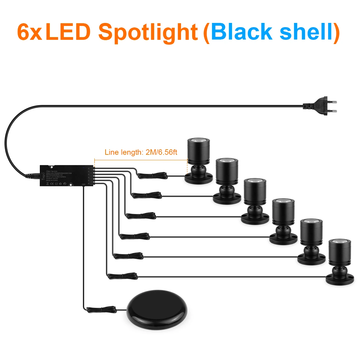 12V LED-kastdisplaylamp met aanraakschakelaardimmer - penetratie hout/glas 20 mm, 3W spotlight, warm/neutraal/wit