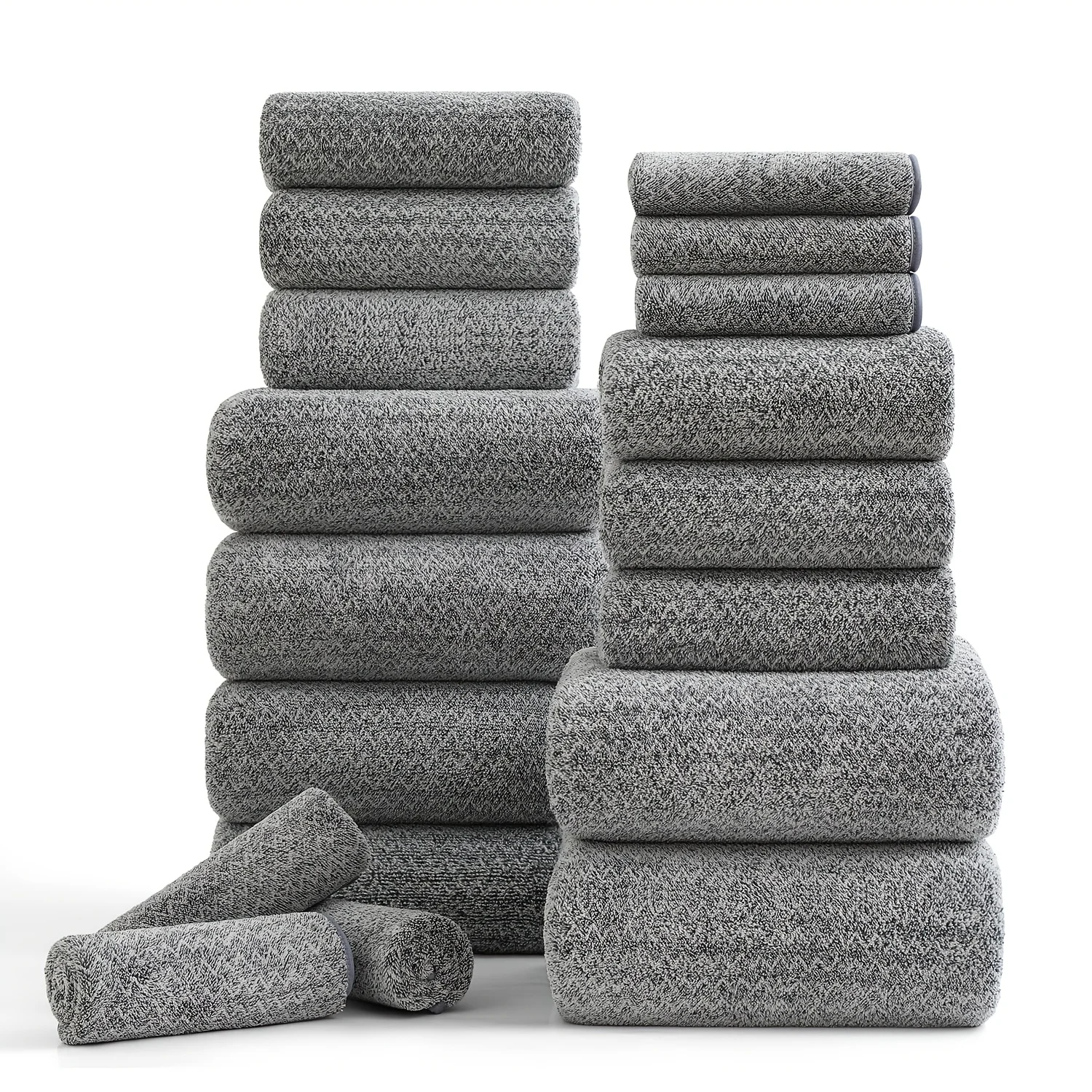 

18pcs Bath Towels Set, 100% Microfiber Family Bathroom Towel With Hanging Loops-6 Bath Towels, 6 Hand Towels, 6 Washcloths, Quick Dry Highly Absorbent Shower Towel Perfect For Home, Bathroom, Hotel, Spa, Outdoor, Wash Cloths