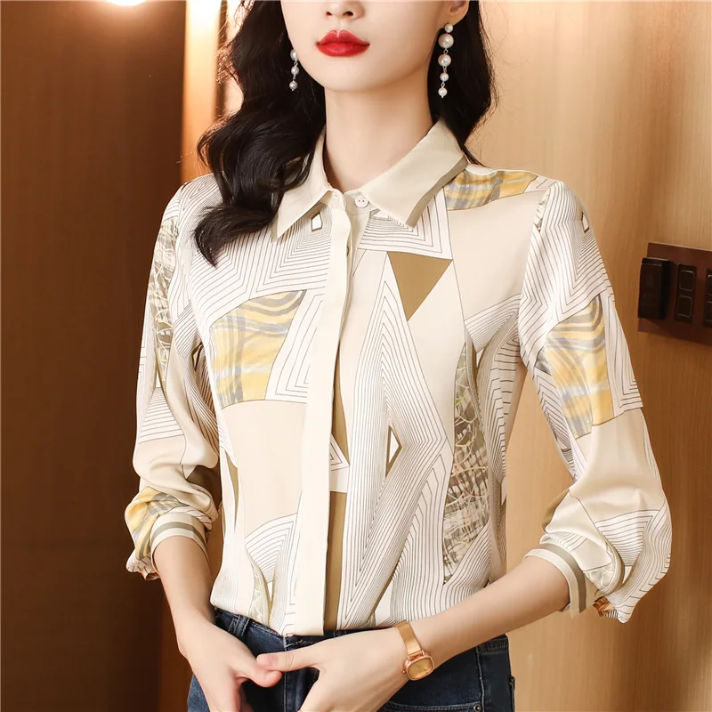 

Unique Clothing Commuter Double Mulberry Silk Blouse Top For Women