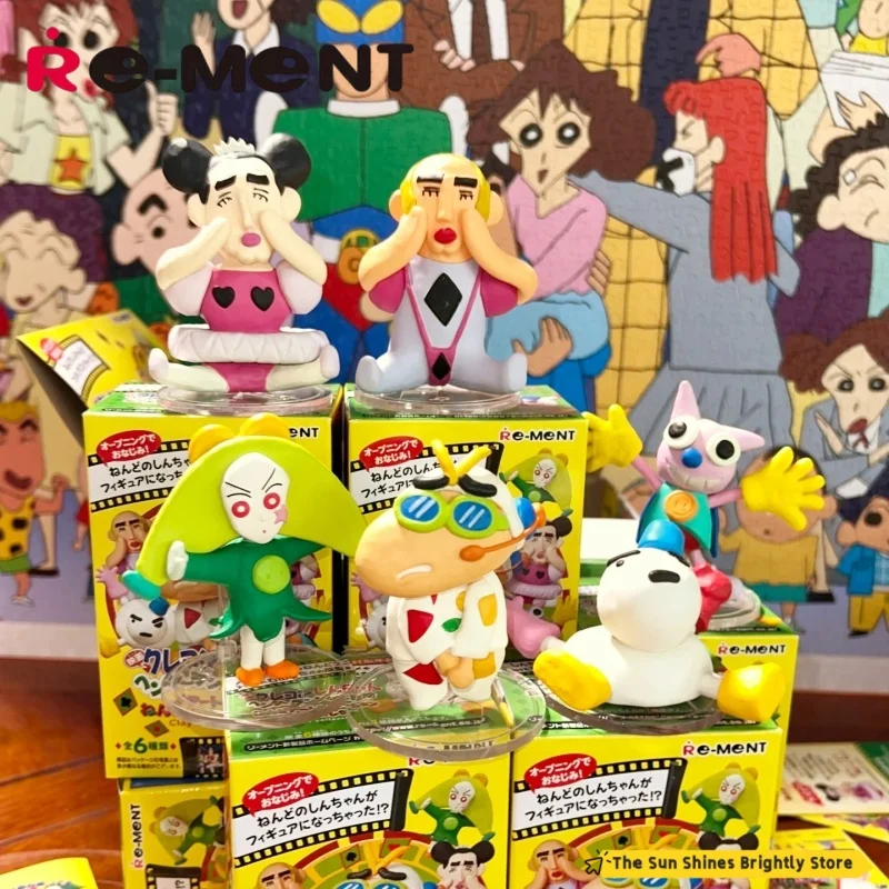 RE-MENT Crayon Shin Chan Clay art collection ชุดสะสมโมเดลตุ๊กตาอนิเมะน่ารักขนาดเล็ก ซีรีส์ฉากน่ารัก ของเล่นแบบกล่องสุ่ม ของสะสม