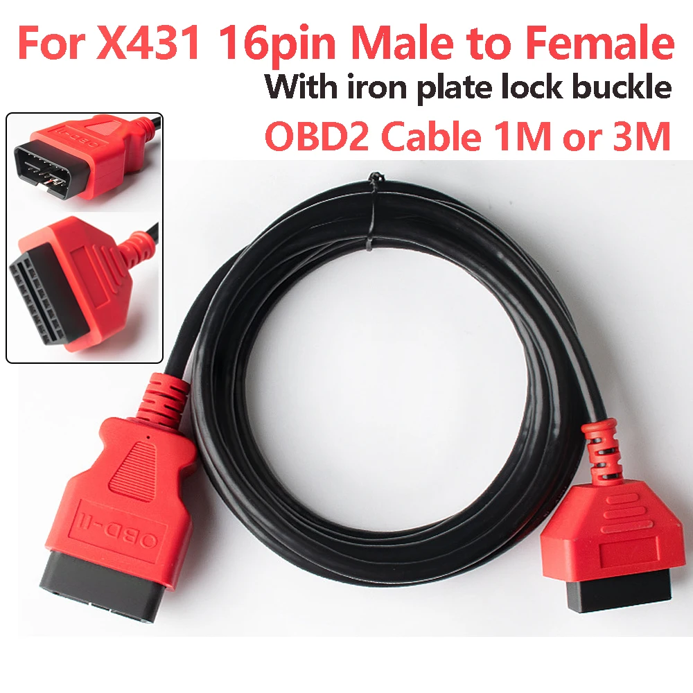 16-контактный соединительный кабель OBD2 для запуска X431, автомобильный диагностический инструмент, переходной кабель OBD II с железной пластиной и пряжкой