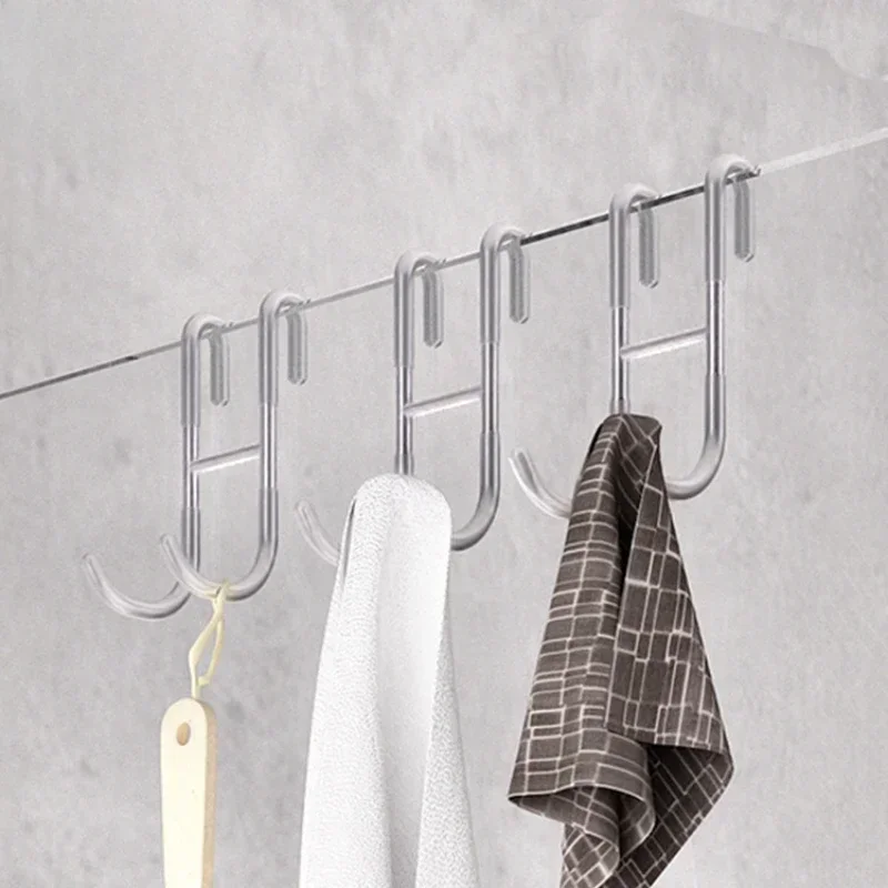 1pcs S-shaped Hooks Multi-Purpose Hooks Bathroom Shower Curtain Hook Bathroom Accessories Bathroom Organizers Storage