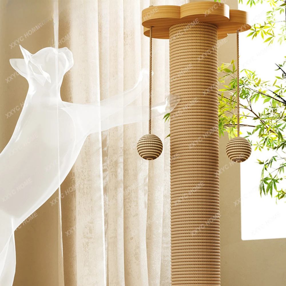 Wear-Resistant Non-Chip Sisal Scratching Pole Cat Claw Board Self-Hi Relieving Stuffy Toy Vertical Cat Climbing Frame Integrated