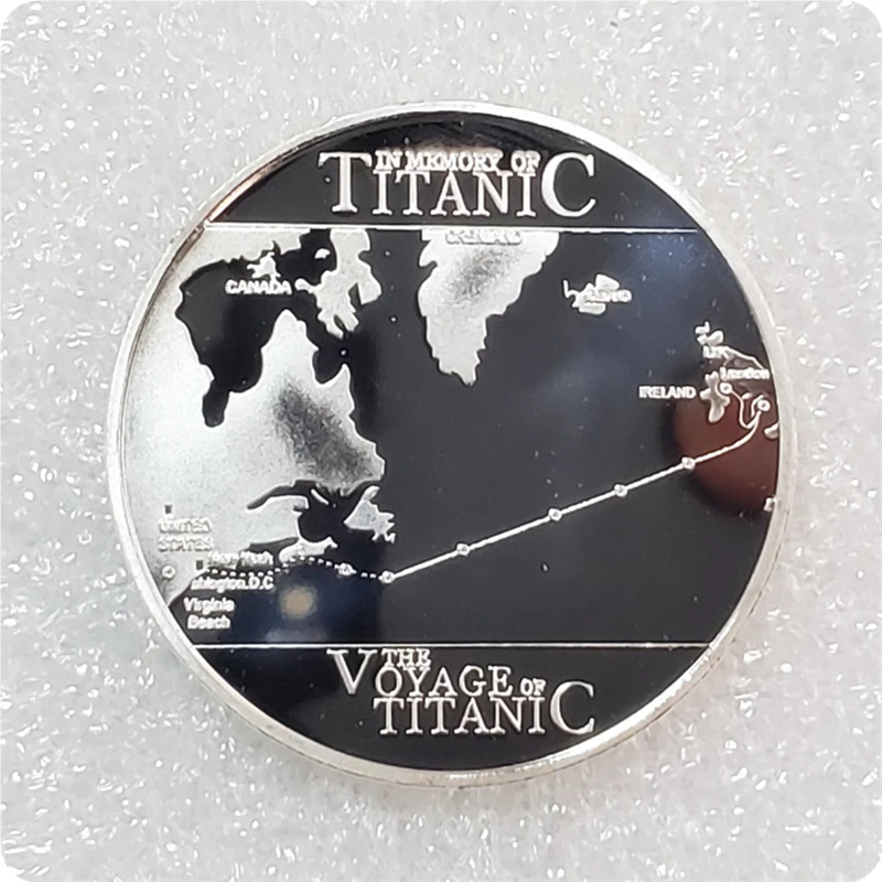 1912 The Voyage Titanic Ship and Travel Map Gold Plated&Clad Coin Rms Gold Commemorative Bar/Coin Tragedy Of The Titanic