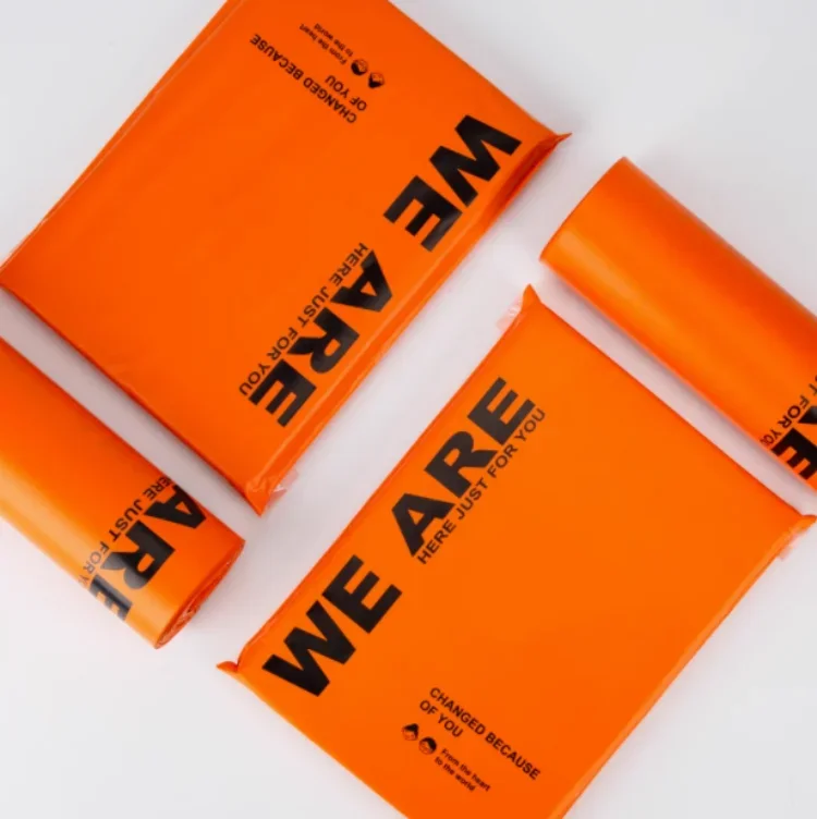 

50PCS Poly Mailer Adhesive Orange Envelope Postal Bag DIY Plastic Clothing T-shirt Jacket Wedding Gift Packaging Mailing Pouches