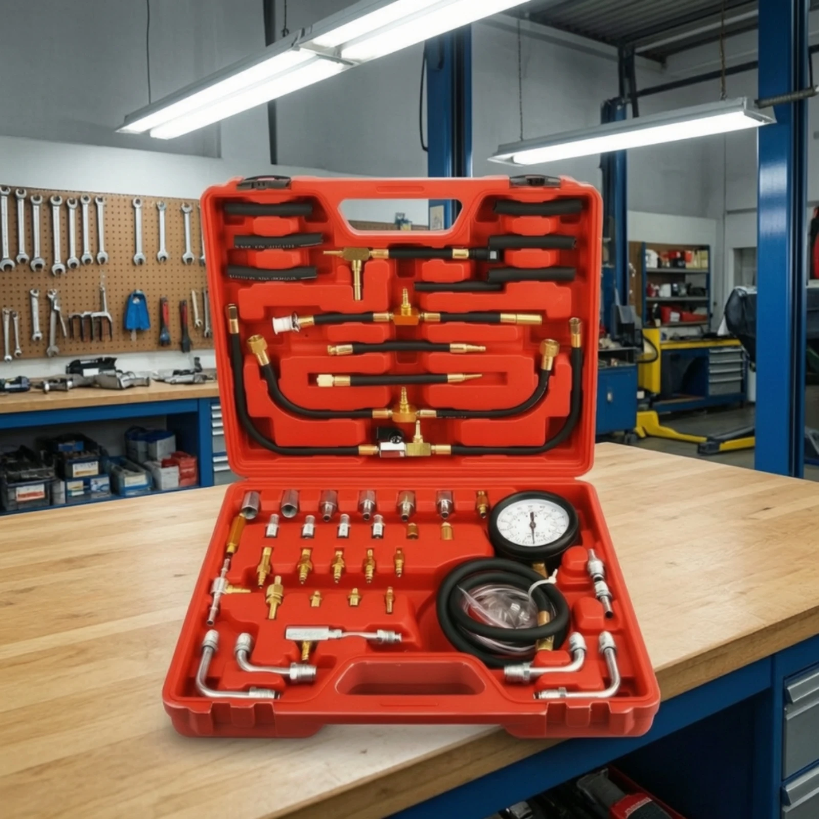 Fuel Pressure Test Kit Universal Fuel Pressure Tester Kit Diagnostic Tool Accurate Heavy Duty for Mechanics, Car Repair, Garage view 4