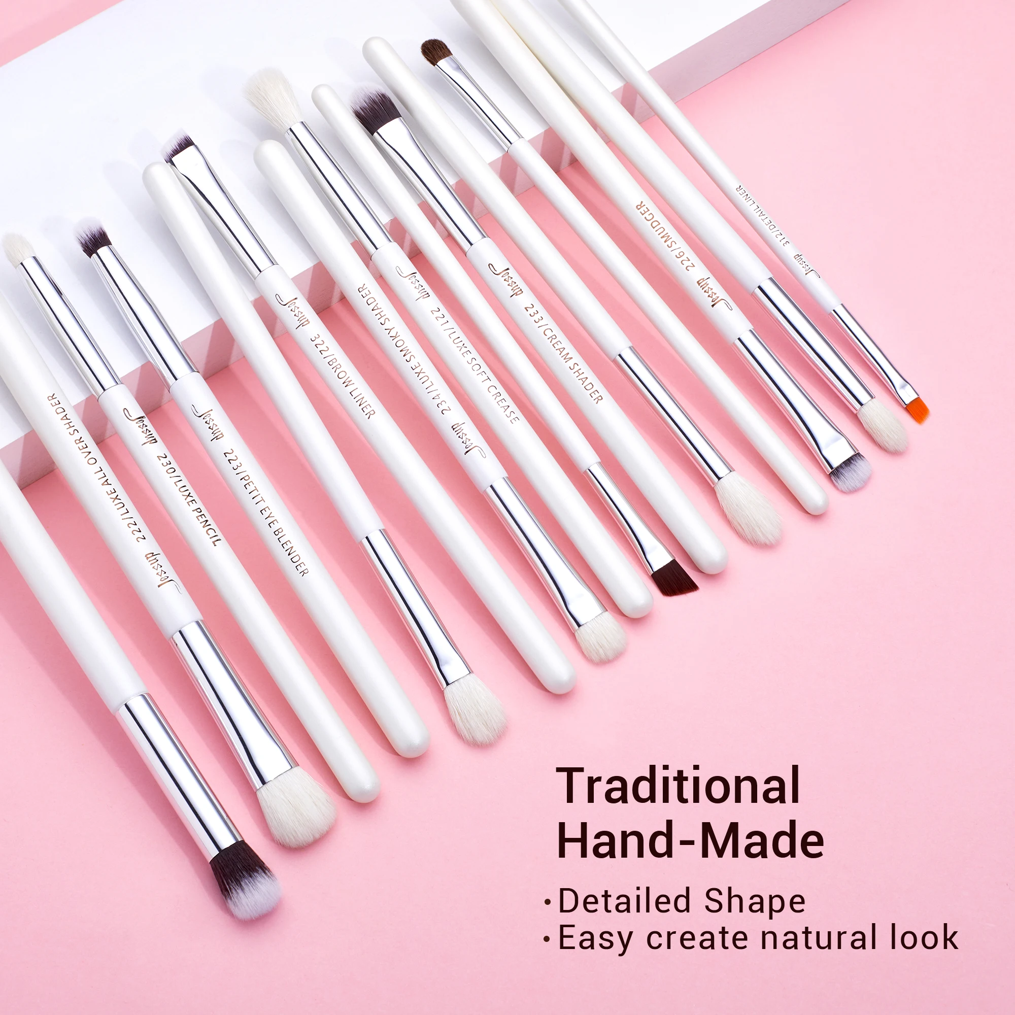 ジェサップ 15 個アイメイクブラシセット、ブレンドアイライナー眉毛まつげシャドウ天然合成ブラシ T237