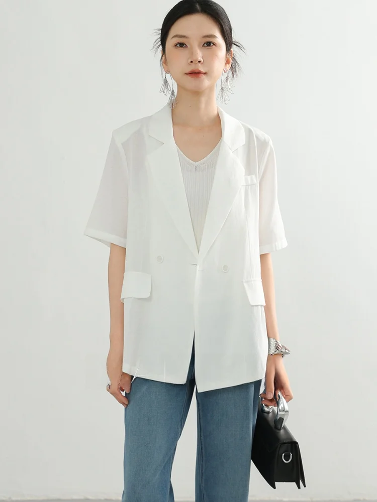 

DianThia White Sun Protection Breathable Women's Suit Jaet Casual Slimming High-End Feel 2025 New Sle Commute Wind