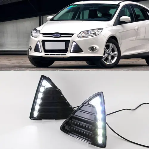 Imagen 2 del producto DRL para Ford Focus 3 MK3 2012 2013 2014 luces de circulación diurna DRL 12V LED luz antiniebla impermeable con relé de estilo de atenuación