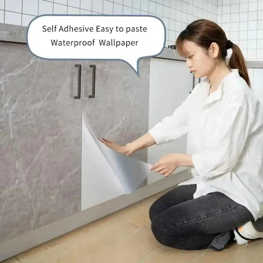 Marble Vinyl Self‑Adhesive Wall Decor Sticker Peel & Stick Removable Film Waterproof Anti‑Oil for Kitchen Sink Counter Bathroom
