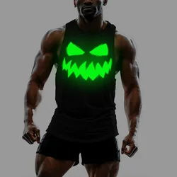 Men's T-shirt tops Glow-in-the Dark Alphabet Sport Sleeveless shirt vest Quick-drying Adult men's outdoor Sport tops vest