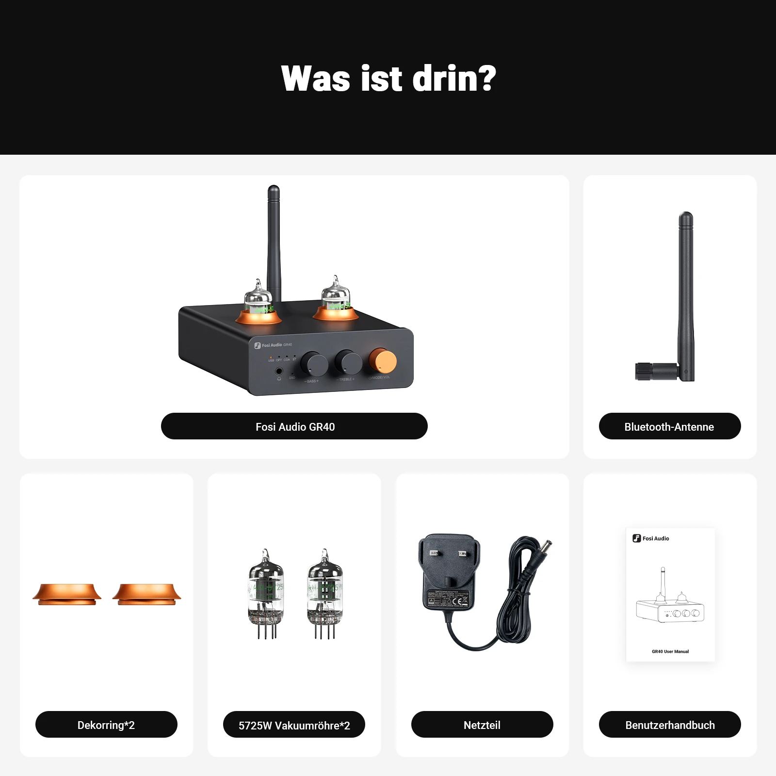 Fosi Audio GR40 Bluetooth USB DAC hoofdtelefoonversterker buizenvoorversterker en hoofdtelefoonversterker met buizen Compact met V3, ZA3