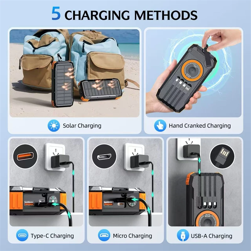 20000mAh Solar Power Bank with - Wireless Charger Watch recension och pris