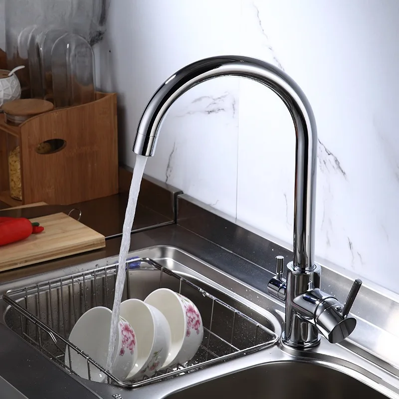 

Кухонный смеситель для горячей и холодной воды в стиле гаечного ключа, полностью медный бессвинцовый умывальник, настенный вращающийся смеситель