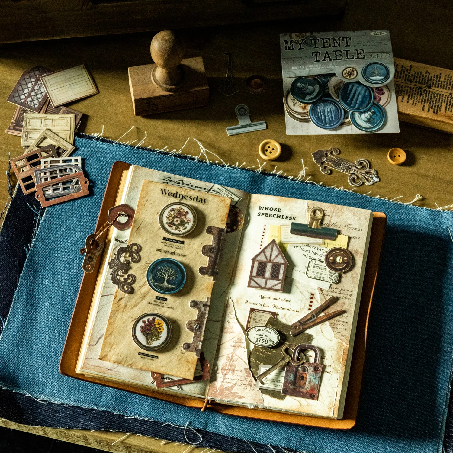 내 텐트 테이블 시리즈 빈티지 오래된 개체 창 풍경 스티커 크리 에이 티브 DIY 저널 재료 콜라주 스크랩북 편지지