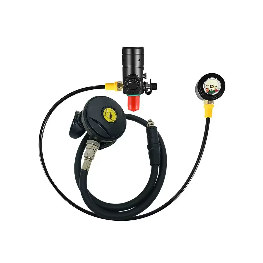diving-bottle-pressure-reducer-breath-valve-second-head-separate-residual-pressure-gauge-diving-equipment-rust-proof-sea-wate