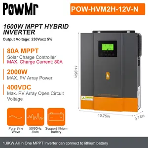 POWMR 1600W 3000W SOLAR HYBRID INVERTAIN 12V 24V 220V Wave inverter Pure Sennoidal 1.6KW 3KW with MPPT 80A Solar Charger Controller 80A 7 Main Sales Hybrid Inverter - №2